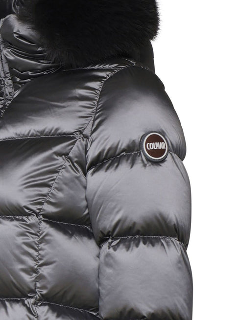 logo-appliqué padded coat