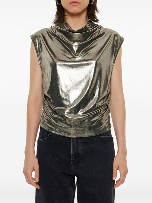 metallic ruched top