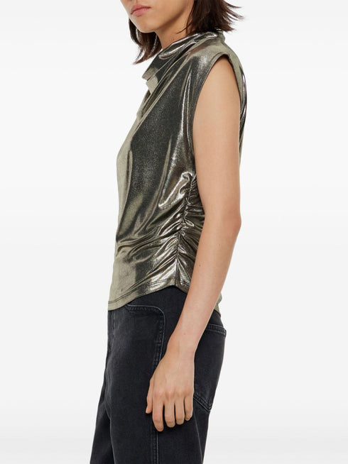 metallic ruched top