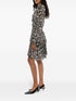 Plumancha-print tiered mini dress