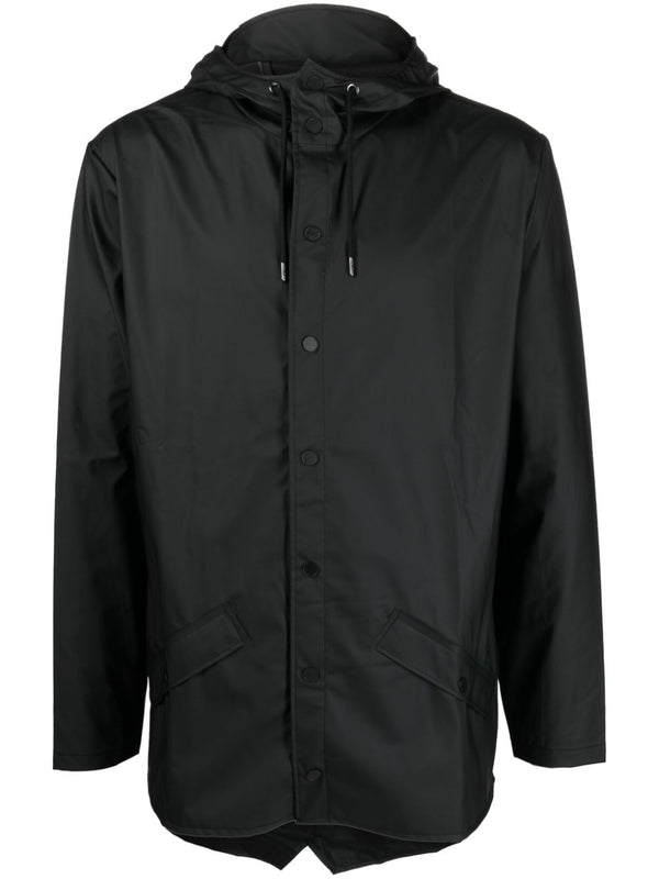Rains Drawstring-hooded Buttoned Rain Jacket
