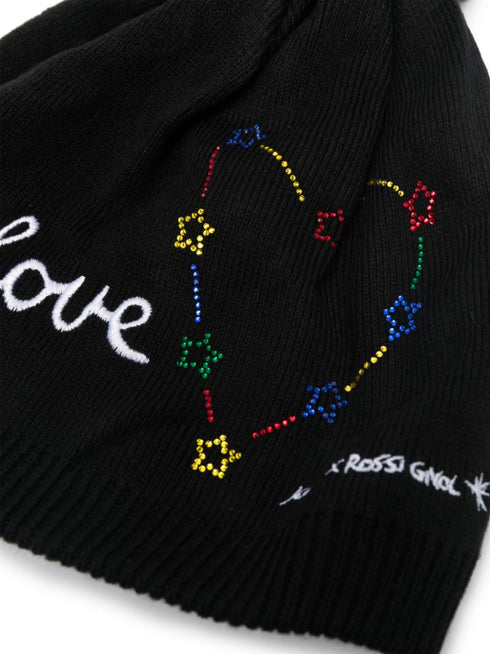 logo-embroidered embellished beanie