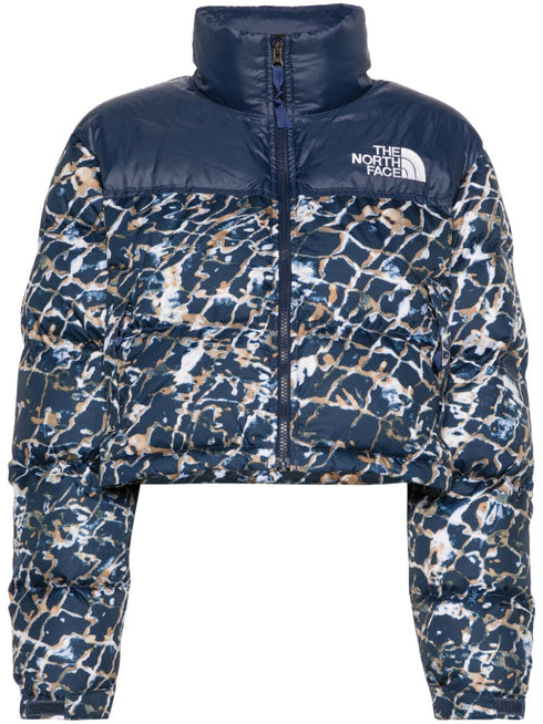 abstract-print quilted jacket