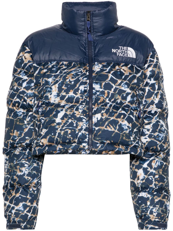 abstract-print quilted jacket