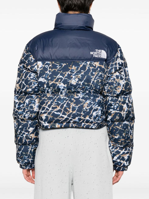 abstract-print quilted jacket