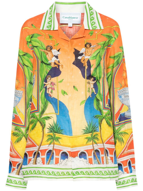 koszula lniana z nadrukiem graficznym