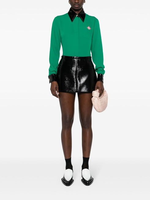 koszula z krepy z kontrastowym kołnierzykiem