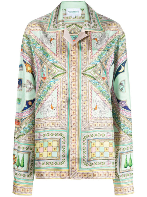 Koszula jedwabna z nadrukiem Le Labyrinthe
