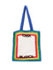 striped crochet-knit tote bag