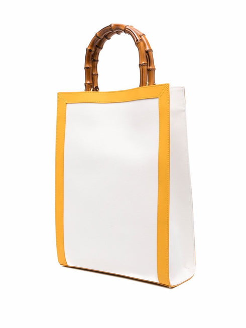 logo-print bamboo-handle tote bag