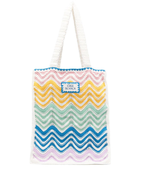 wavy crochet tote bag