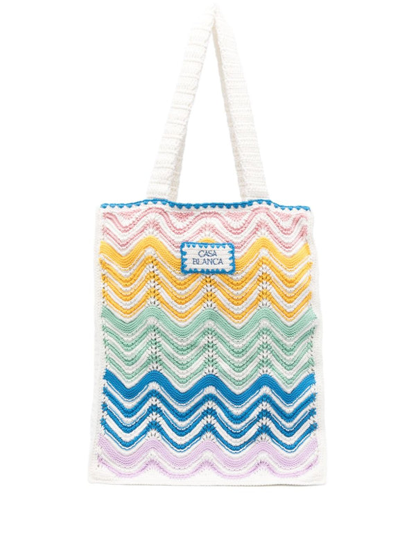 wavy crochet tote bag