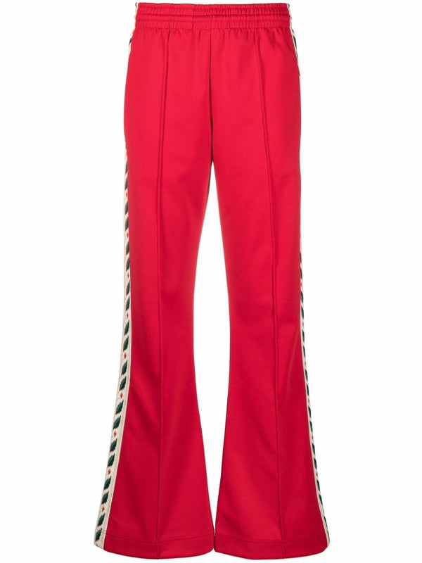 floral-embroidered flared trousers