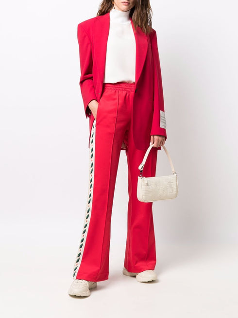 spodnie dzwony z haftem kwiatowym