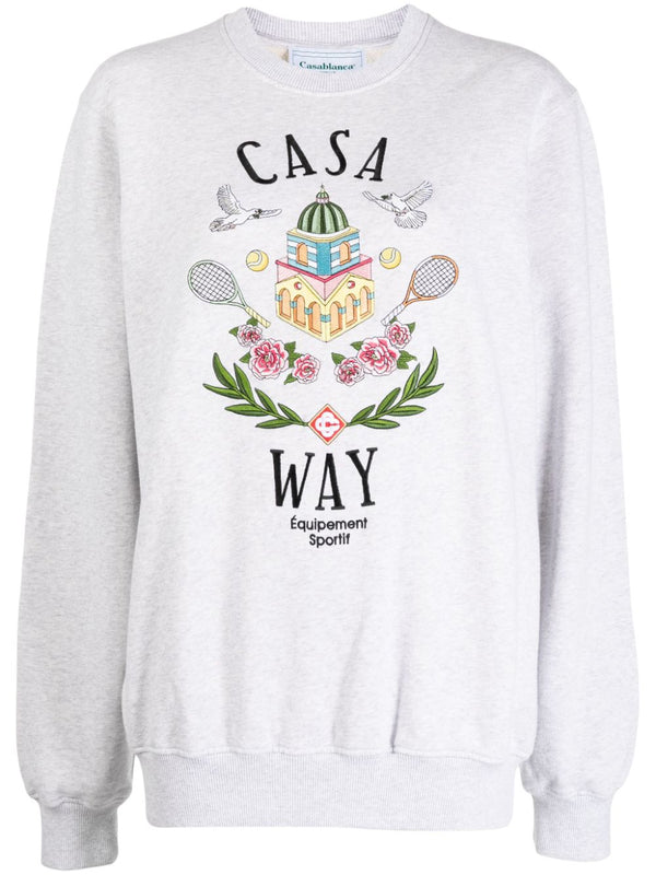 Casa Way-embroidered cotton sweatshirt