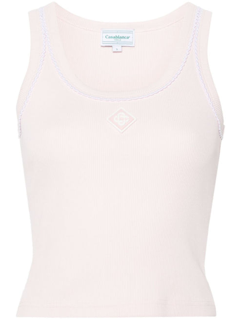 logo-patch ribbed tank top