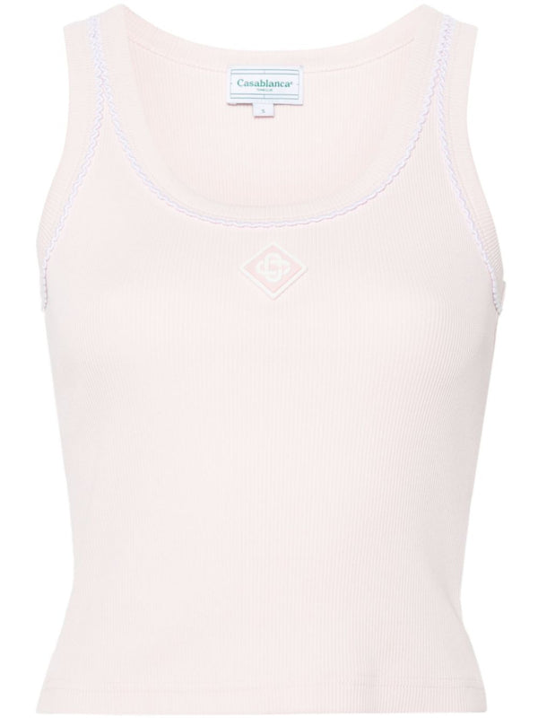 logo-patch ribbed tank top