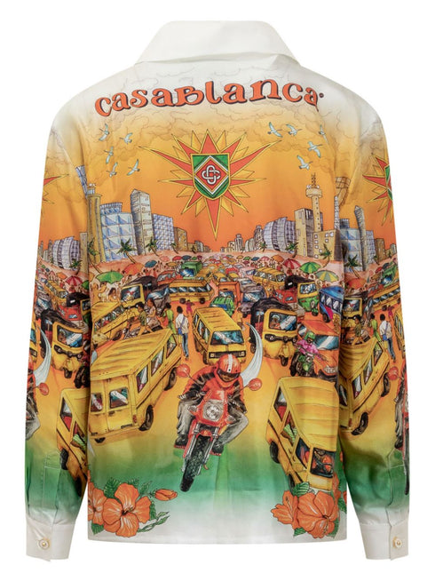 koszula z drukowanego jedwabiu