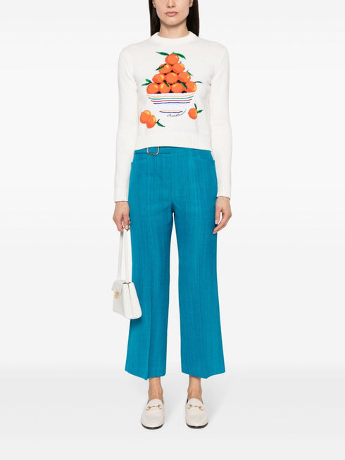 wzorzysty sweter z dzianiny bawełnianej intarsjowanej