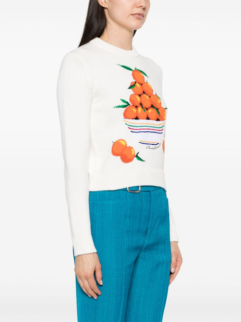 wzorzysty sweter z dzianiny bawełnianej intarsjowanej