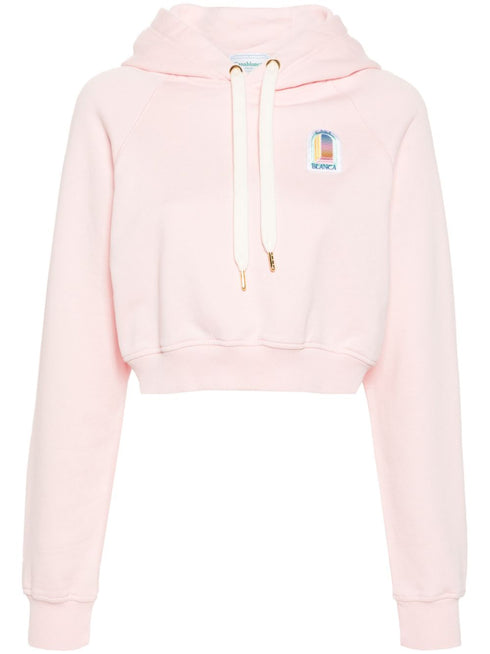 logo-patch cropped hoodie