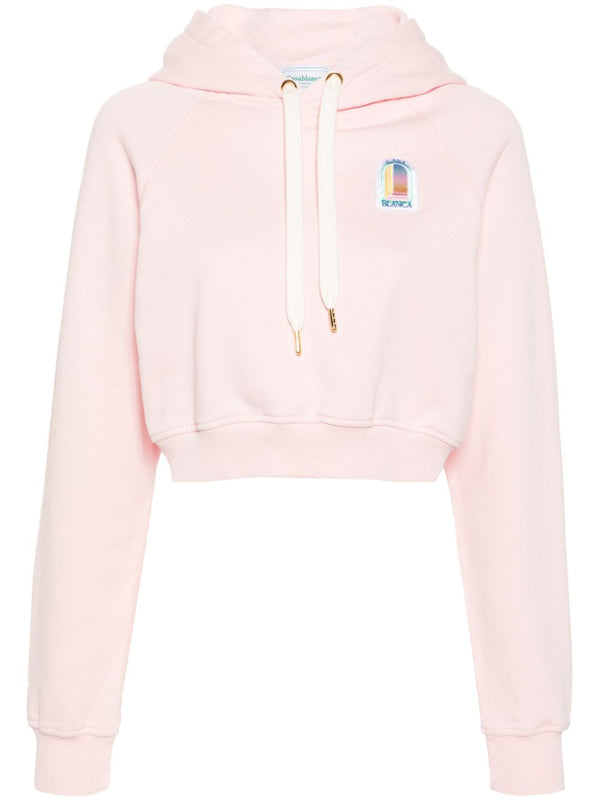 logo-patch cropped hoodie