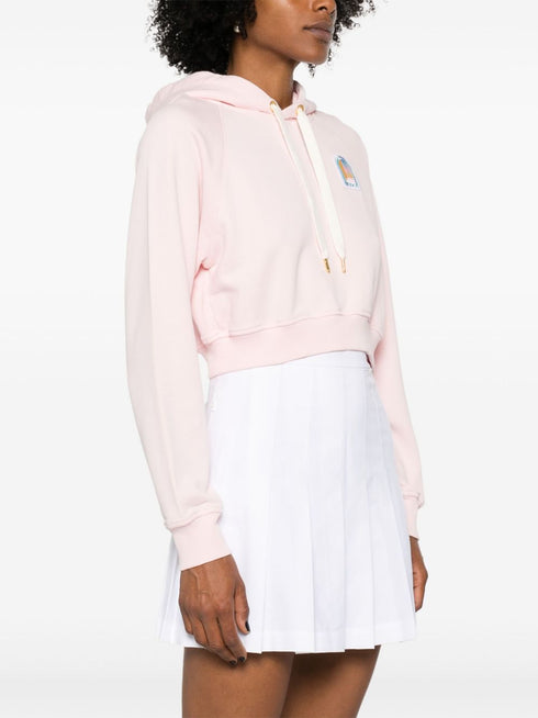 logo-patch cropped hoodie