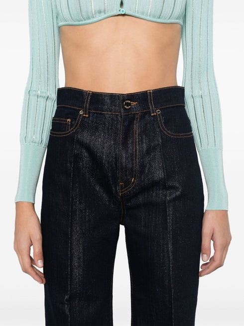 lurex-detail straight-leg jeans