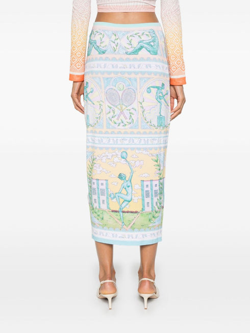 Vase-print midi skirt