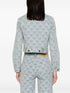 heart monogram-jacquard denim jacket