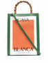 logo-print bamboo-handle tote bag