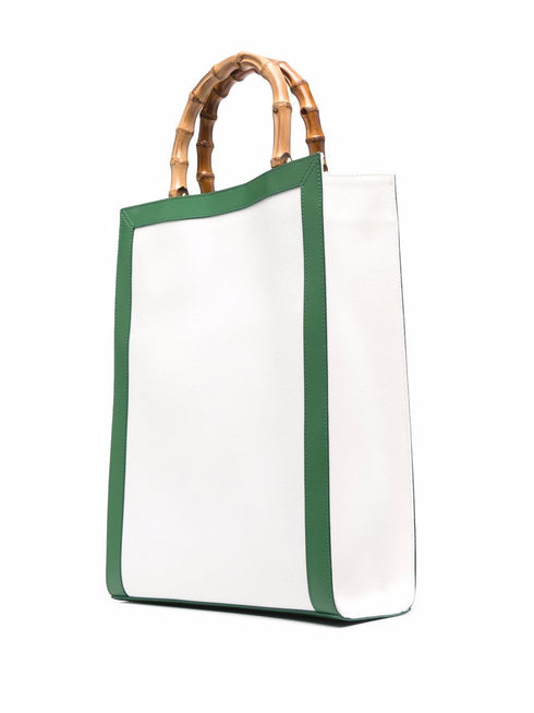 logo-print bamboo-handle tote bag