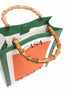 logo-print bamboo-handle tote bag