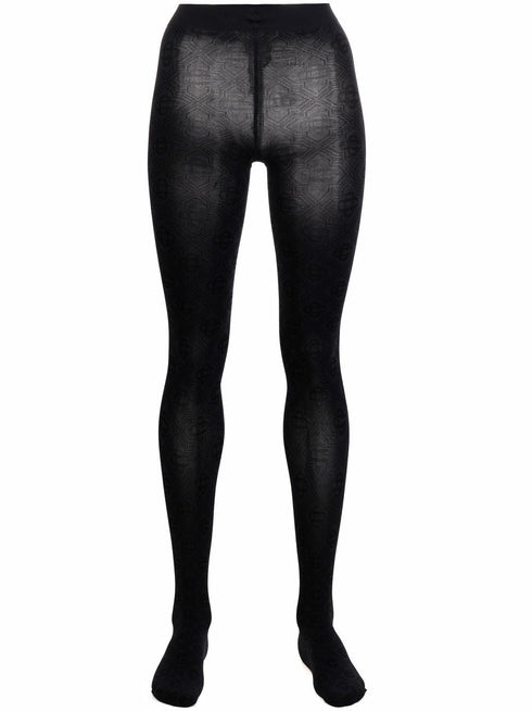 monogram pattern tights