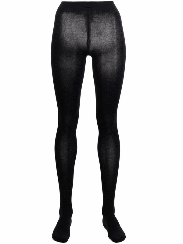 monogram pattern tights