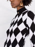 harlequin-pattern wool dress