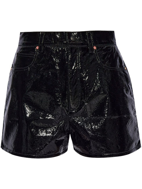 faux-leather shorts