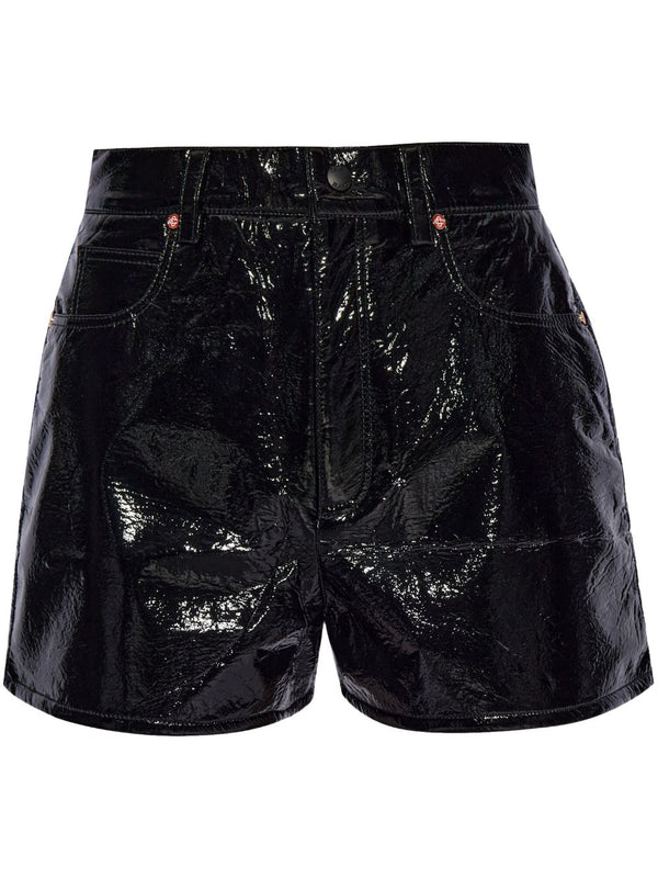 faux-leather shorts