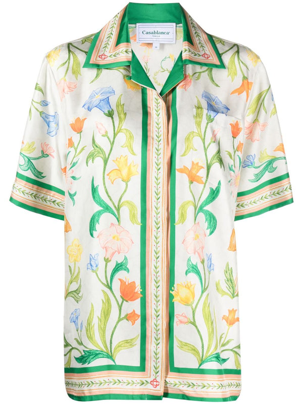 L'Arche Fleurie flower-print silk-twill shirt