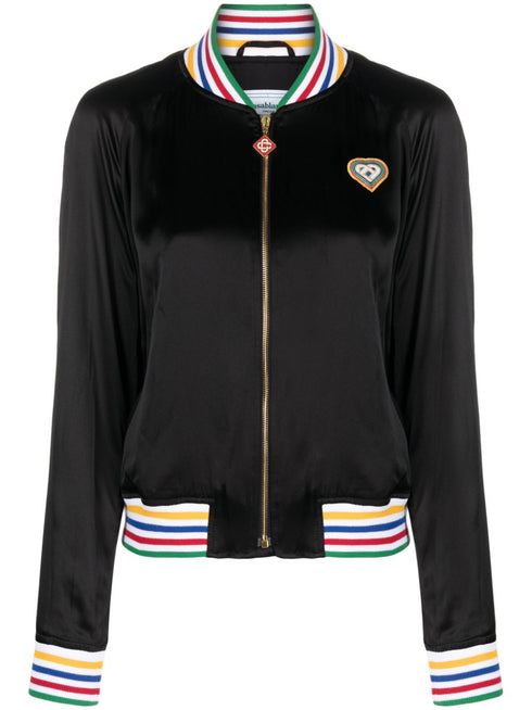 Rainbow Heart silk bomber jacket