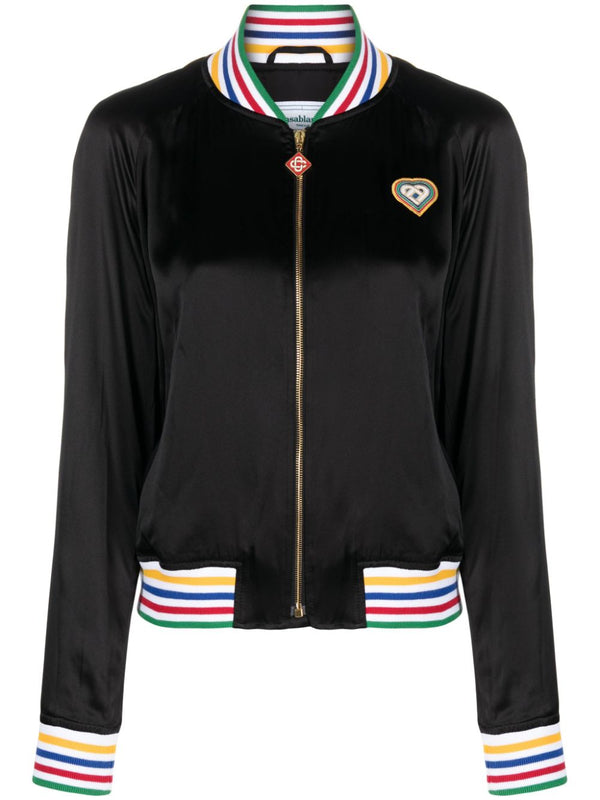 Rainbow Heart silk bomber jacket