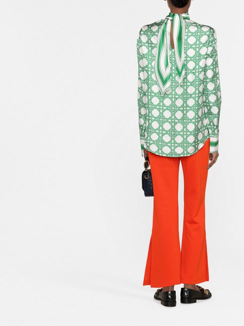 bluzka jedwabna w geometryczny wzór