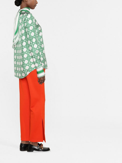 bluzka jedwabna w geometryczny wzór