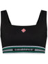 logo-embroidered crop top