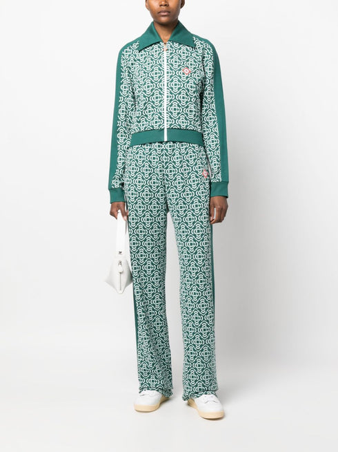 monogram cropped cotton-blend track top