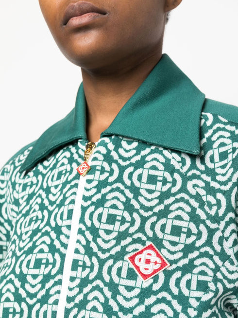 monogram cropped cotton-blend track top