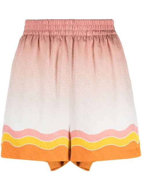 Szorty jedwabne z monogramem tęczowym