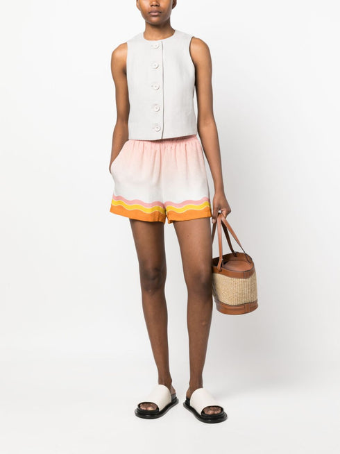 Szorty jedwabne z monogramem tęczowym