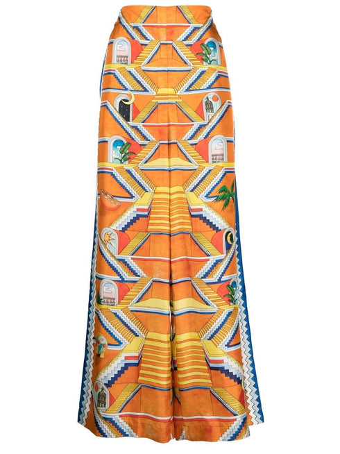 graphic-print wide-leg trousers