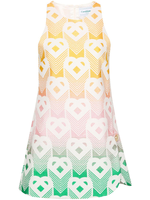 monogram-jacquard gradient mini dress